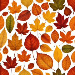 Obraz premium Autumn leaves in various shades, scattered on black