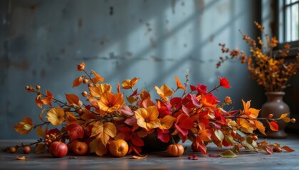 Autumnal Floral Arrangement with Apples