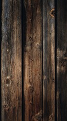 Naklejka premium Dark Weathered Wood Planks with Knots and Grain Texture