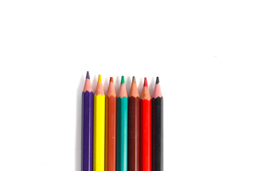 a set of colorful pencils isolated on a white background