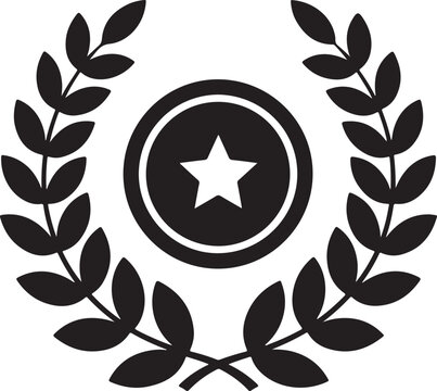 Vector art of achievement laurel wreath icon, symbolizing success, victory, and recognition, ideal for awards, certificates, and celebratory designs on