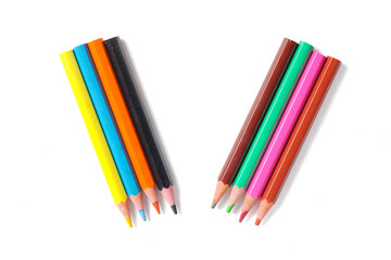 a set of colorful pencils isolated on a white background