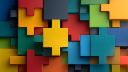 World autism awareness day card or banner, autistic colorful blocks wallpaper