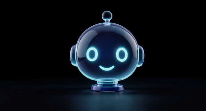 Friendly Robot Character with Glowing Eyes
