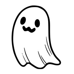 Ghost cute friendly cartoon outline illustration