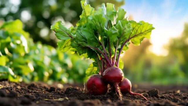 Beet plant growing in sunlight vegetable garden agriculture fresh produce