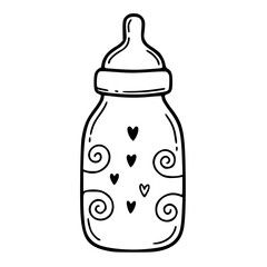 Bottle baby heart swirl love illustration