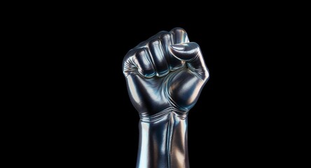 Metallic Fist on Black Background Strength, Power, and Symbolism