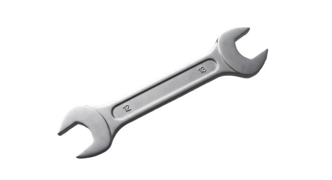 Steel wrench spanner isolated on white background in close-up, professional hand tool for mechanics, construction, engineering, automotive repair, DIY maintenance, industrial equipment and hardware us - Powered by Adobe