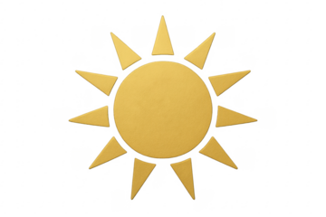 Yellow sun stylized icon with transparent background
