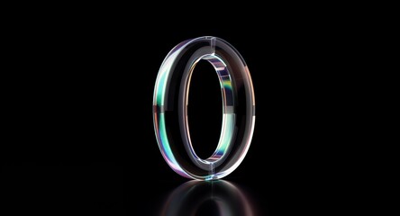 Modern Abstract 3D Render of Number Zero with Vibrant Colors on Black Background