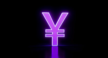 Neon Glowing Currency Symbol on Black Background