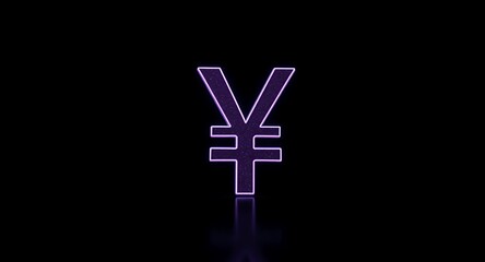 Neon Yen Symbol with Abstract Background