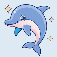 Obraz premium Cute Smiling Dolphin Vector Icon in Pastel Colors