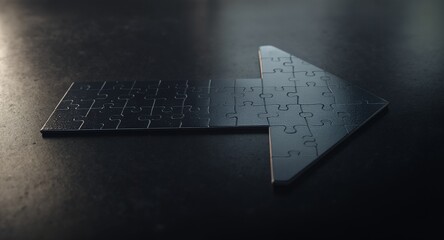 Puzzle Arrow - Symbol of Direction and Progress on Dark Surface