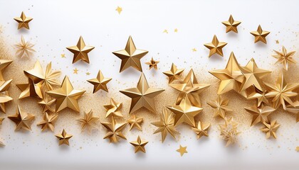 Golden Stars Festive Design Isolated On Transparent Background