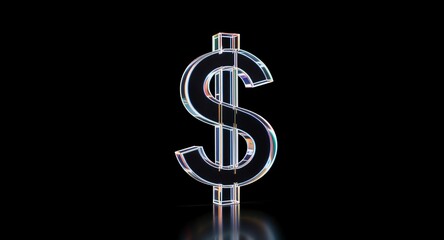 Obraz premium Transparent Dollar Sign on Black Background