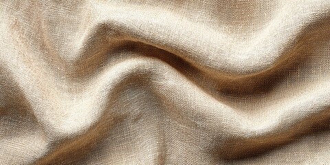 A soft and textured light beige linen fabric background with natural, gentle folds creates a warm and inviting atmosphere, perfect for flat lay compositions.