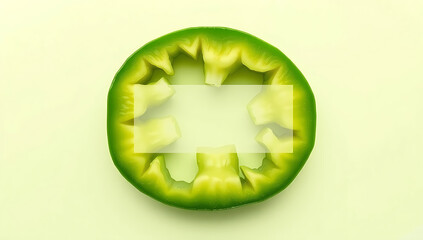 Fototapeta premium Green Bell Pepper Slice — Minimal Fresh Vegetable Concept on Light Background