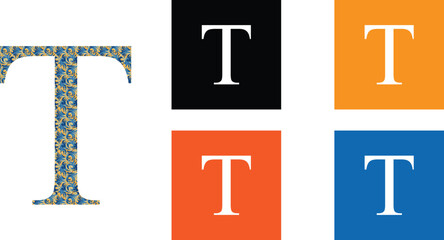 T Logo + Presentation with Colors BG, Vector Logo T