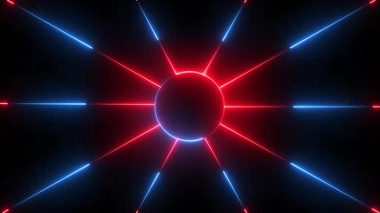 4K Neon glowing tcircle tunnel with light lines on a transparent background. Neon glowing triangle tunnel with blue light lines moving fast. Background futuristic corridor with neon lights 4k video. - Powered by Adobe