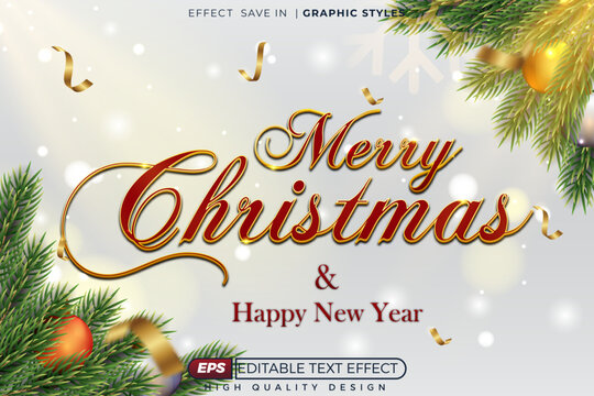 merry christmas editable 3d text effect for template design