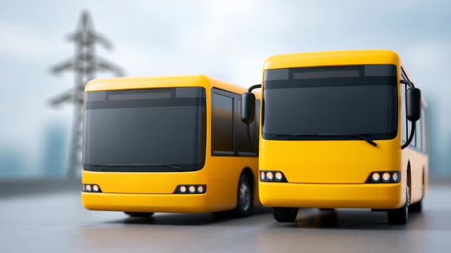 Modern Yellow School Bus Vehicle on Road, Safe Transportation for Students, Urban Travel, Education, Clean Design, Energy Efficient, Public Transit, Smooth Commute, Reliable and Bright City Safety