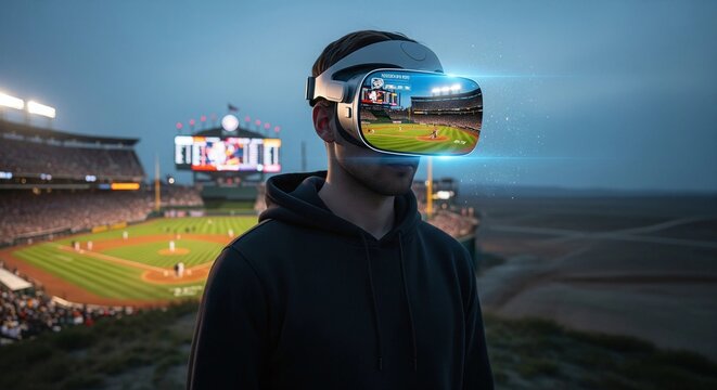 Immersive Baseball Experience – VR Headset at Live Stadium Event
