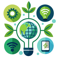 Sustainable Tech Vector Badge Set