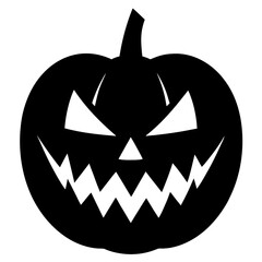 Pumpkin Face Vector Illustration with Fangs and Glowing Eyes on White Background