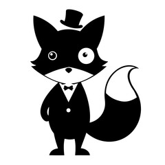 Fox Silhouette with Monocle Vector Illustration Cunning Animal Design