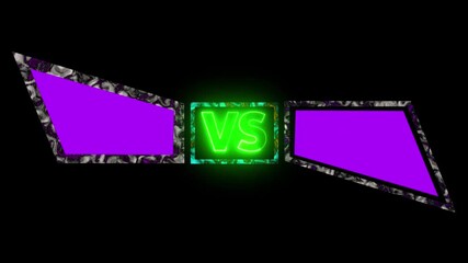 Neon glowing VS bars animation with smoky effects for multiplayer team.Neon line VS versus bars neon animated versus vs bars neon multiplayer co op team with smoky black background 4k looping