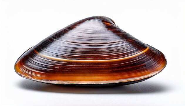 Closed One Wild Freshwater Dark Brown Mussel Isolated On White Background Painter S Mussel Unio Pictogrum Is European Large Bivalve Mollusk
