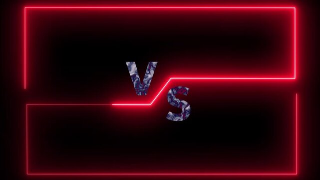 Versus4k Animation, rectangle and Vs text neon4k Animation, versus match4k Animation. VS versus bars neon animated versus vs bars neon multiplayer co op team with smoky black background.