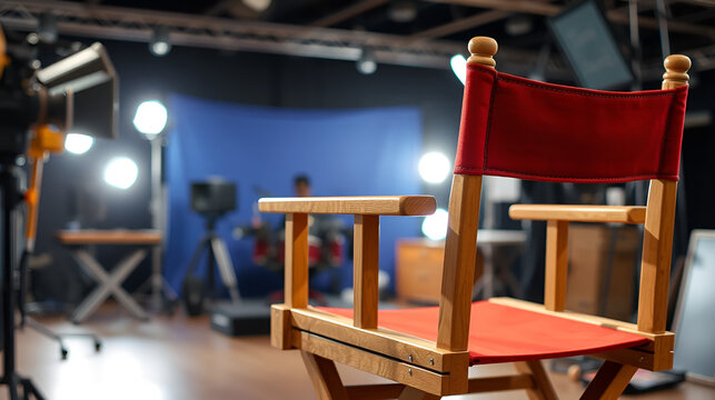 Classic director's chair on a movie set.