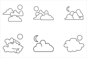 Cloud icon set, vector Cloud symbols,Vector illustration,Sun and moon icon isolated on white background.