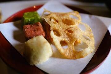 Japanese snack, lotus root crisps and some cookies