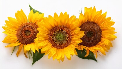 Fototapeta premium Sonnenblumen Auf Weissem Hintergrund