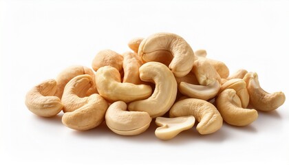 Fototapeta premium Isolated Peeled Raw Cashew On White Background