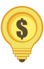 Classic yellow light bulb, financial idea, creativity, business element.