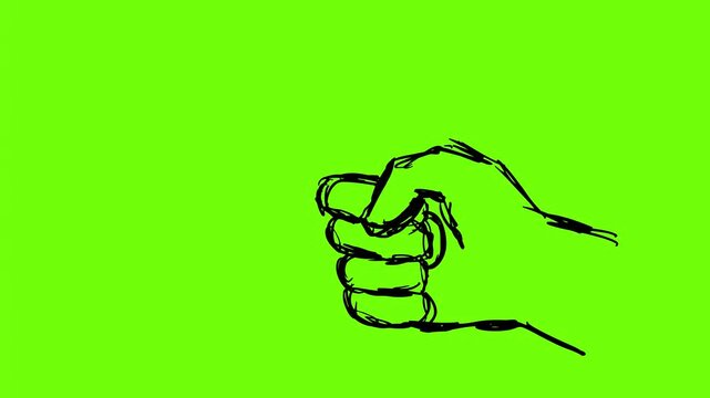 2d Animation cartoon character of a hand doing a coin flip or toss flipping coin with heads or tails on white, black and green screen in 4k ultra-high-definition.
