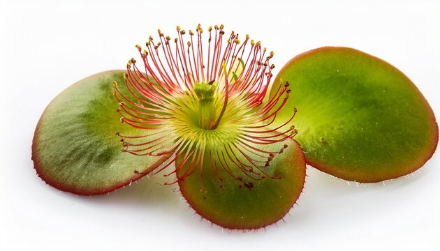 Round Leaved Sundew Flower Isolated On White Background