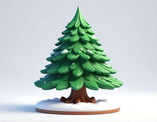 3D Christmas tree with snow