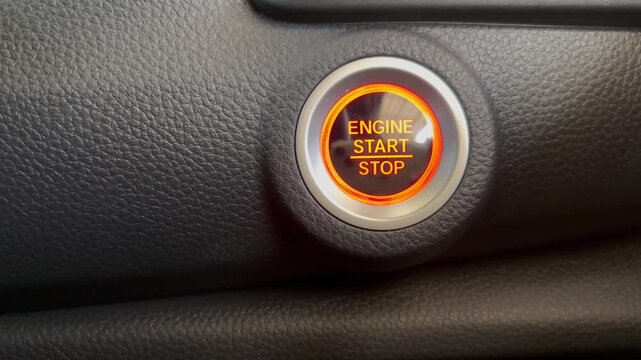 Engine start and stop button technology with red flashing light.