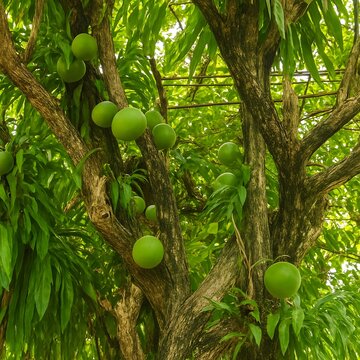 Bintaro or Maja Tree with Round Green Fruits