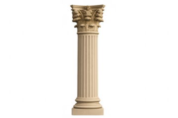 Corinthian ancient architectural column on transparent background