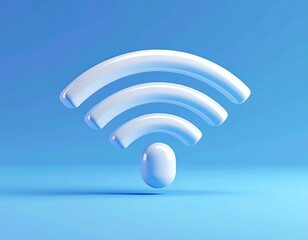 3D rendered wifi symbol on a blue background