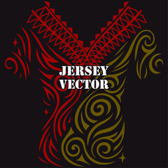 Tribal Jersey Vector Red and Gold Ornament, Trendy jersey template, dynamic lines, sports apparel design, t shirt, hoodie, dress, sport fashion, football,  tennis, cricket, volleyball, jump dress.