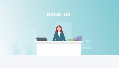 Fototapeta premium cheerful bank teller at a counter