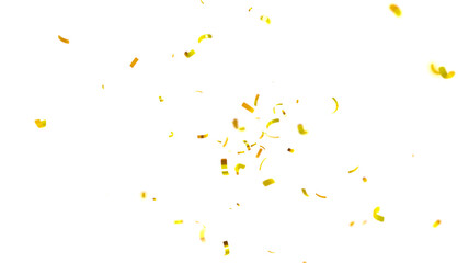 Golden confetti  on the white  background. Falling isolated Gold Confetti. Glitter celebration PNG, Paper Confetti Falling, Isolated on White. 3d render of multicolored confeti.